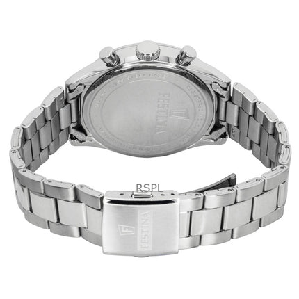 Orologio da uomo Festina Timeless Chronograph in acciaio inossidabile con quadrante bianco al quarzo F16820-Q