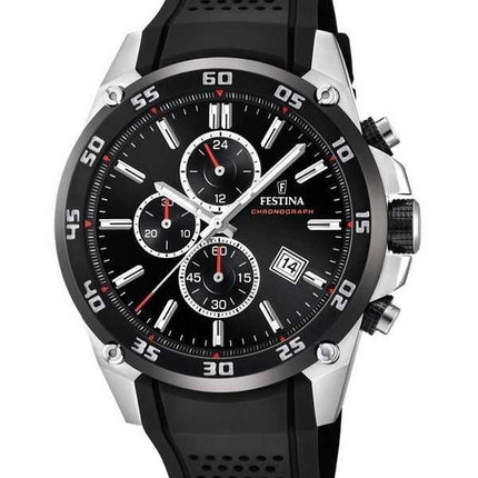 Orologio da uomo Festina The Originals cronografo cinturino in caucciù quadrante nero al quarzo F20330-5 100M