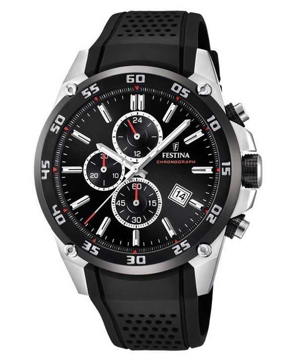Orologio da uomo Festina The Originals cronografo cinturino in caucciù quadrante nero al quarzo F20330-5 100M