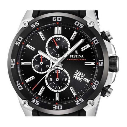 Orologio da uomo Festina The Originals cronografo cinturino in caucciù quadrante nero al quarzo F20330-5 100M