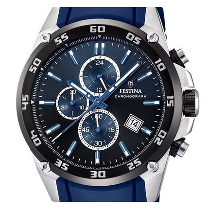 Festina The Originals Cronografo Cinturino in Gomma Quadrante Blu Quarzo F20330-A 100M Orologio da Uomo