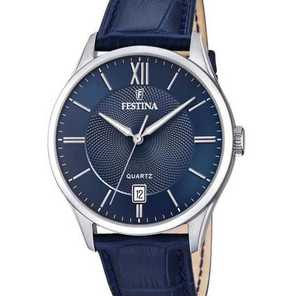 Orologio da uomo Festina Classics cinturino in pelle quadrante blu al quarzo F20426-2 100M