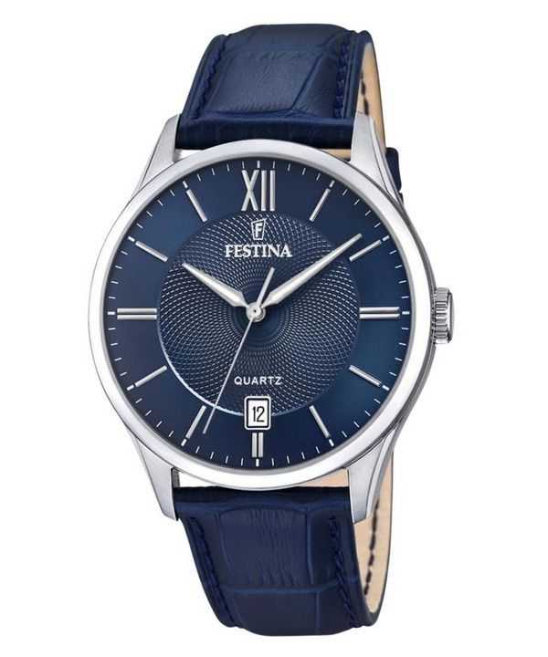 Orologio da uomo Festina Classics cinturino in pelle quadrante blu al quarzo F20426-2 100M