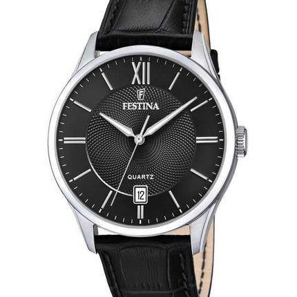 Orologio da uomo Festina Classics con cinturino in pelle quadrante nero al quarzo F20426-3