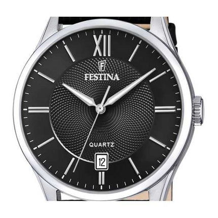 Orologio da uomo Festina Classics con cinturino in pelle quadrante nero al quarzo F20426-3