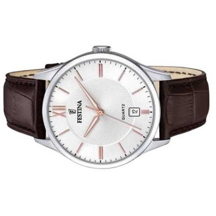Orologio da uomo Festina Classics cinturino in pelle quadrante bianco al quarzo F20426-4