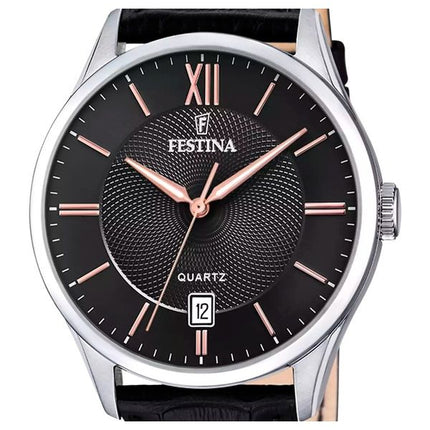 Orologio da uomo Festina Classics cinturino in pelle quadrante nero al quarzo F20426-6