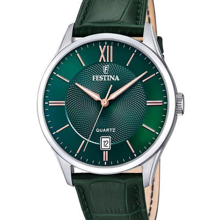 Festina Classics Cinturino in pelle Quadrante verde Quarzo F20426-7 Orologio da uomo
