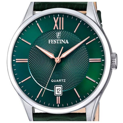 Festina Classics Cinturino in pelle Quadrante verde Quarzo F20426-7 Orologio da uomo