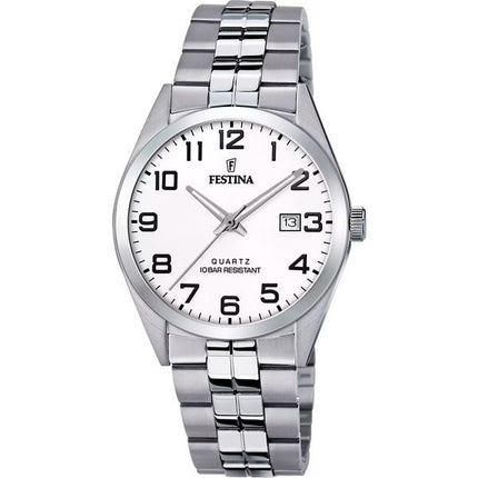Festina Classics Orologio da uomo in acciaio inossidabile con quadrante bianco al quarzo F20437-1 100M