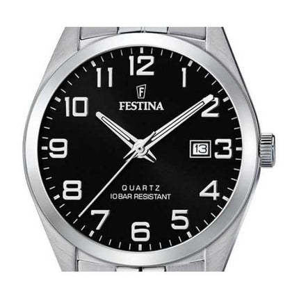 Festina Classics Orologio da uomo in acciaio inossidabile con quadrante nero al quarzo F20437-4 100M