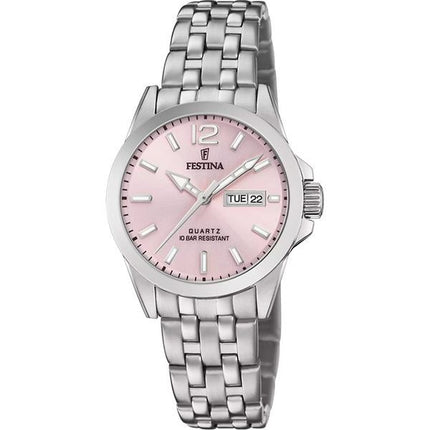 Festina Classics Orologio da donna in acciaio inossidabile con quadrante rosa al quarzo F20455-2 100M