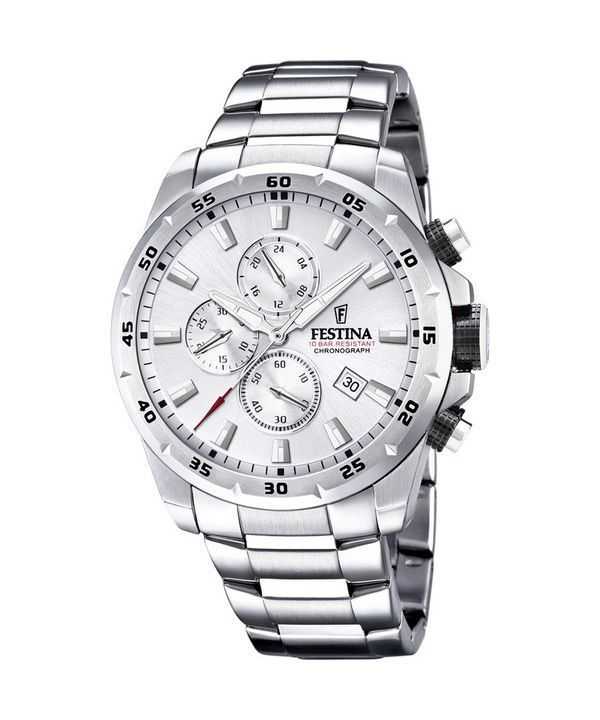 Orologio da uomo Festina Chrono Sport in acciaio inossidabile quadrante argento al quarzo F20463-1 100M