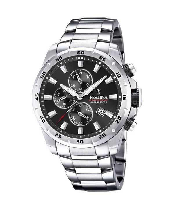 Orologio da uomo Festina Sport Cronografo in acciaio inossidabile quadrante nero al quarzo F20463-4 100M