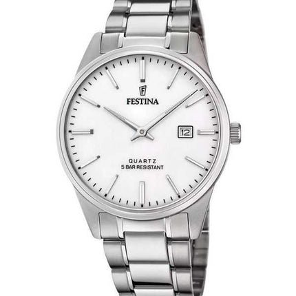 Orologio da uomo Festina Classic in acciaio inossidabile con quadrante bianco al quarzo F20511-2