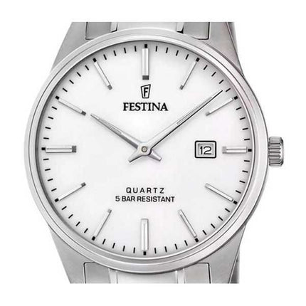 Orologio da uomo Festina Classic in acciaio inossidabile con quadrante bianco al quarzo F20511-2