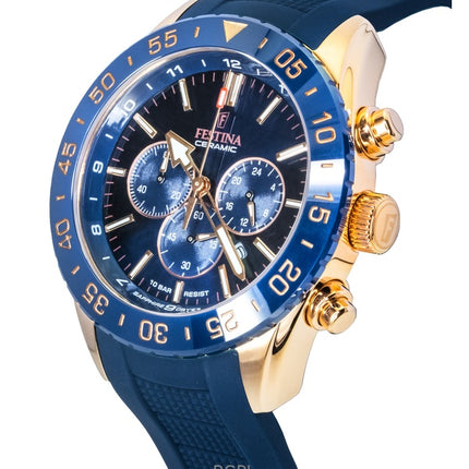 Orologio da uomo Festina Ceramic Chronograph con cinturino in gomma e quadrante blu al quarzo F20516-1 100M