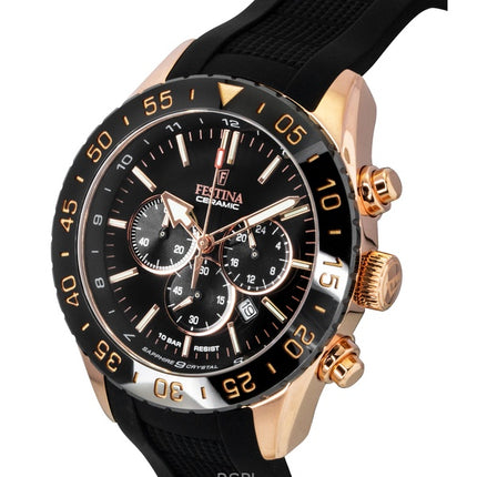 Orologio da uomo Festina Cronografo in ceramica con cinturino in gomma e quadrante nero al quarzo F20516-2 100M