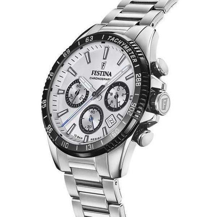 Orologio da uomo Festina Timeless Cronografo in acciaio inossidabile quadrante argento al quarzo F20560-1 100M