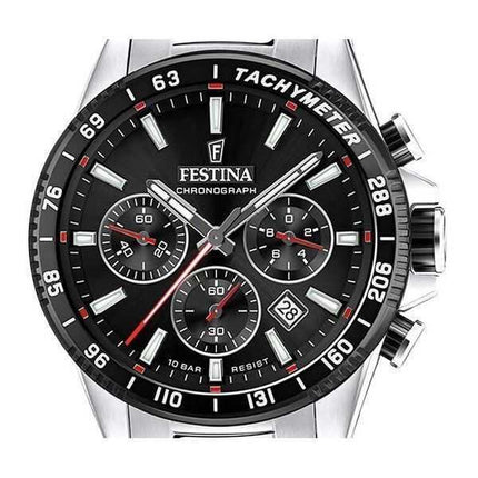 Festina Timeless Cronografo Acciaio Inossidabile Quadrante Nero Quarzo F20560-6 100M Orologio da Uomo