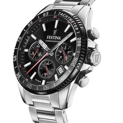 Festina Timeless Cronografo Acciaio Inossidabile Quadrante Nero Quarzo F20560-6 100M Orologio da Uomo