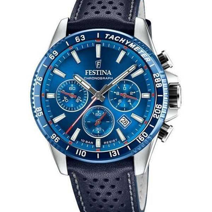 Festina Timeless Cronografo Cinturino in Pelle Quadrante Blu Quarzo F20561-3 100M Orologio da Uomo