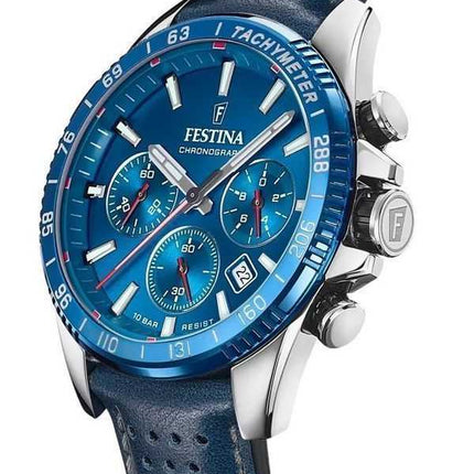 Festina Timeless Cronografo Cinturino in Pelle Quadrante Blu Quarzo F20561-3 100M Orologio da Uomo