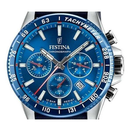 Festina Timeless Cronografo Cinturino in Pelle Quadrante Blu Quarzo F20561-3 100M Orologio da Uomo