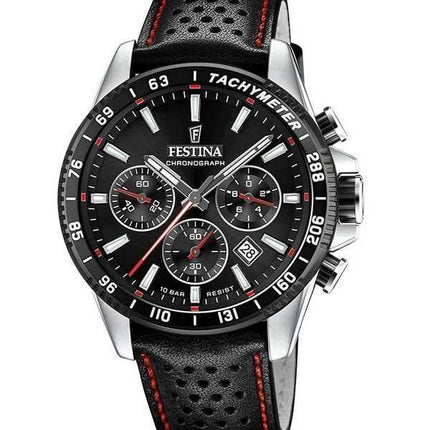 Festina Timeless Cronografo Cinturino in Pelle Quadrante Nero Quarzo F20561-4 100M Orologio da Uomo