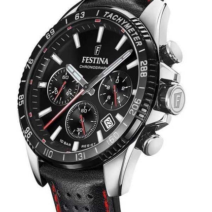 Festina Timeless Cronografo Cinturino in Pelle Quadrante Nero Quarzo F20561-4 100M Orologio da Uomo