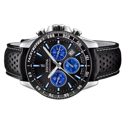 Festina Timeless Cronografo Cinturino in Pelle Quadrante Nero Quarzo F20561-6 100M Orologio da Uomo