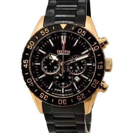 Orologio da uomo con cronografo in ceramica Festina quadrante nero al quarzo F20578-1 F205781 100M