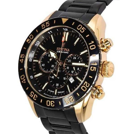 Orologio da uomo con cronografo in ceramica Festina quadrante nero al quarzo F20578-1 F205781 100M