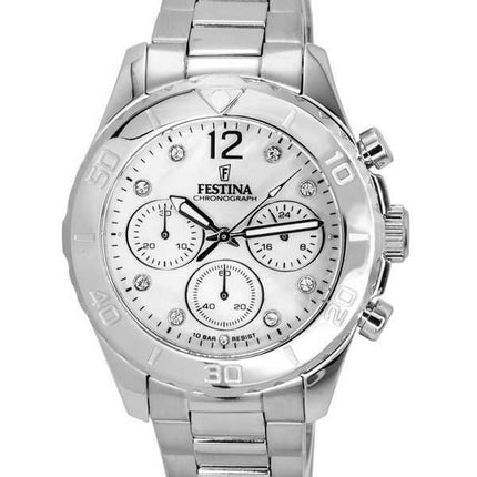 Festina Boyfriend cronografo quadrante argento quarzo F20603-1 F206031 100M orologio da donna