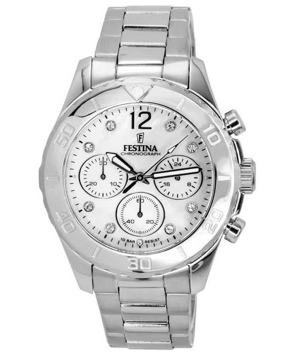 Festina Boyfriend cronografo quadrante argento quarzo F20603-1 F206031 100M orologio da donna