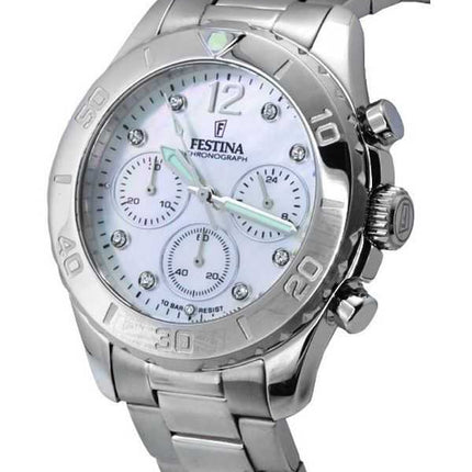 Festina Boyfriend cronografo quadrante argento quarzo F20603-1 F206031 100M orologio da donna