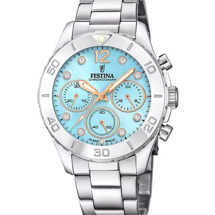 Festina Boyfriend Cronografo Cristallo Accents Quadrante Blu Quarzo F20603-4 100M Orologio da Donna