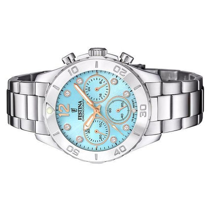 Festina Boyfriend Cronografo Cristallo Accents Quadrante Blu Quarzo F20603-4 100M Orologio da Donna
