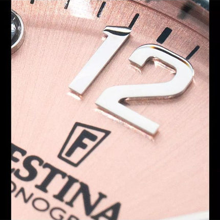 Festina Boyfriend Cronografo Cristallo Accents Quadrante Rosa Quarzo F20603-7 100M Orologio da Donna