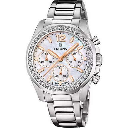Festina Rainbow Chronograph Crystal Accents Quadrante in madreperla Quarzo F20606-1 100M Orologio da donna