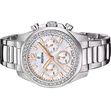 Festina Rainbow Chronograph Crystal Accents Quadrante in madreperla Quarzo F20606-1 100M Orologio da donna