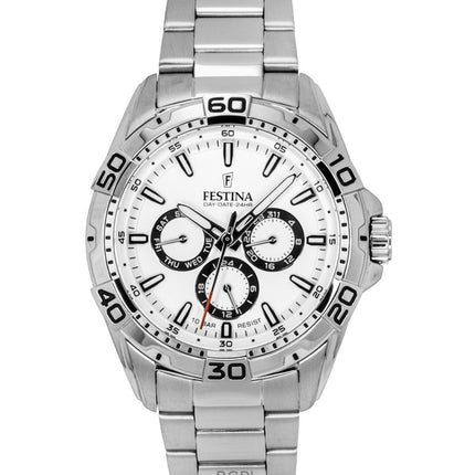 Orologio da uomo Festina in acciaio inossidabile multifunzione con quadrante bianco al quarzo F20623-1 100M