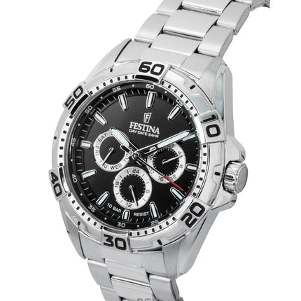 Orologio da uomo Festina in acciaio inossidabile multifunzione con quadrante nero al quarzo F20623-4 100M