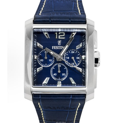 Orologio da uomo Festina Cronografo con cinturino in pelle e quadrante blu al quarzo F20636-2