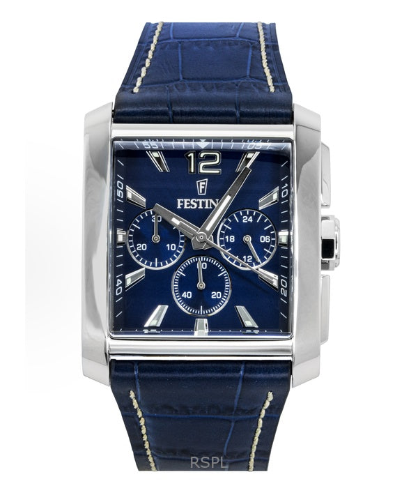 Orologio da uomo Festina Cronografo con cinturino in pelle e quadrante blu al quarzo F20636-2