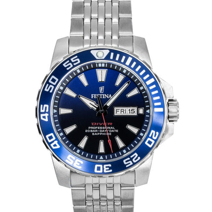 Orologio da uomo Festina Diver al quarzo con quadrante blu in acciaio inossidabile F20661-1 200M