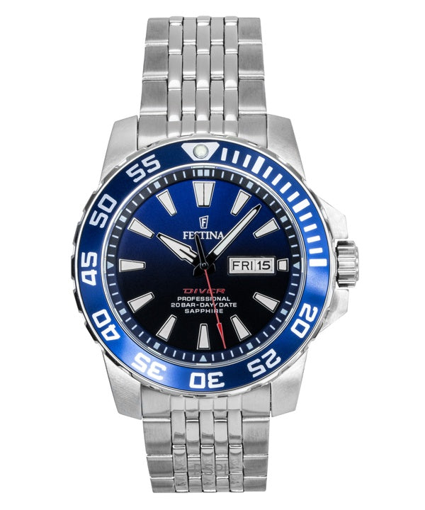 Orologio da uomo Festina Diver al quarzo con quadrante blu in acciaio inossidabile F20661-1 200M