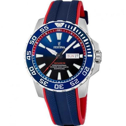 Orologio da uomo Festina Diver con cinturino in caucciù quadrante blu al quarzo F20662-1 200M