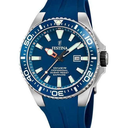 Festina The Originals Cinturino in gomma Quadrante blu Quarzo Diver&#39;s F20664-1 200M Orologio da uomo