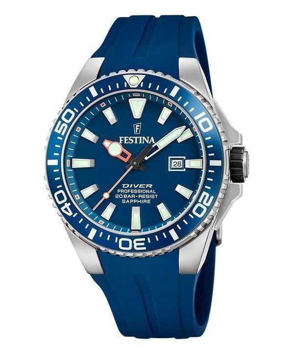 Festina The Originals Cinturino in gomma Quadrante blu Quarzo Diver&#39;s F20664-1 200M Orologio da uomo
